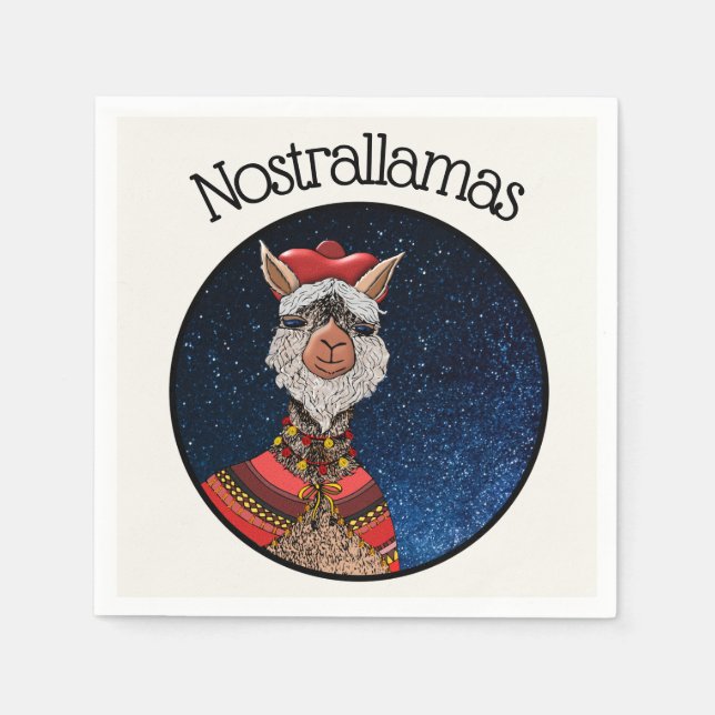 Funny Nostrallamas Nostradamus Llama Pun Halloween Napkin (Front)