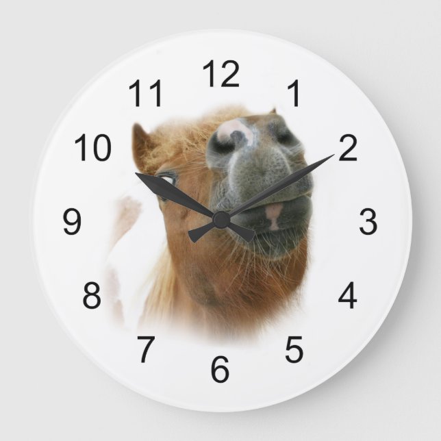 Funny nosy horse large clock (Front)