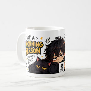 Funny Not A Morning Person Coffee Chibi Cat Mug