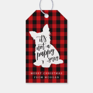 Funny Not a Puppy   Red Plaid Gift Tags