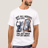 Funny "Not All Heroes" Mischievous Cat Mirror 🐈⬛