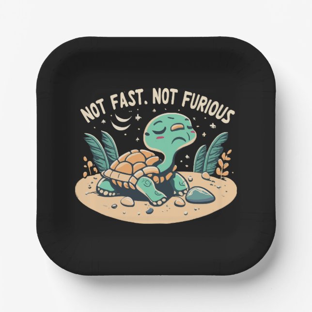 Funny Not Fast Not Furious Paper Plate (Front)