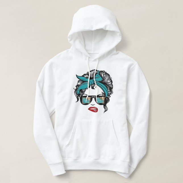 Funny Not Today Heifer Messy Bun Mum Glasses Farme Hoodie (Design Front)