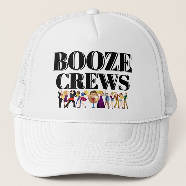 Funny Novelty Baseball Gift Idea BOOZE CREWS  Truc Trucker Hat (Front)