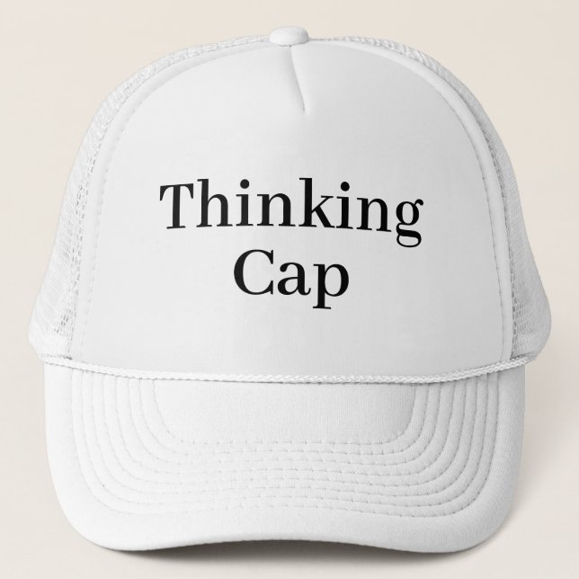 Funny Novelty Baseball THINKING CAP Truckers Hat (Front)