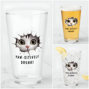 Funny Novelty Cartoon Cute Cat Glass Long Name
