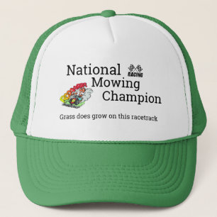 Funny Novelty Graphic NATIONAL MOWING CHAMPION Trucker Hat