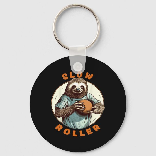 Funny Novelty Men Womens Ten Pin Slow Roller Bowle Key Ring (Front)