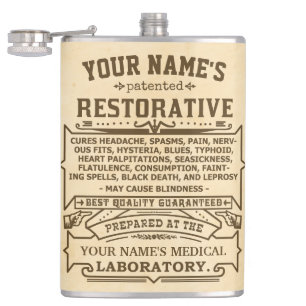Funny Novelty Personalised Cure-All Vintage Hip Flask