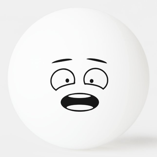 Funny Novelty Scared Face Emoji Ping Pong Ball (Front)