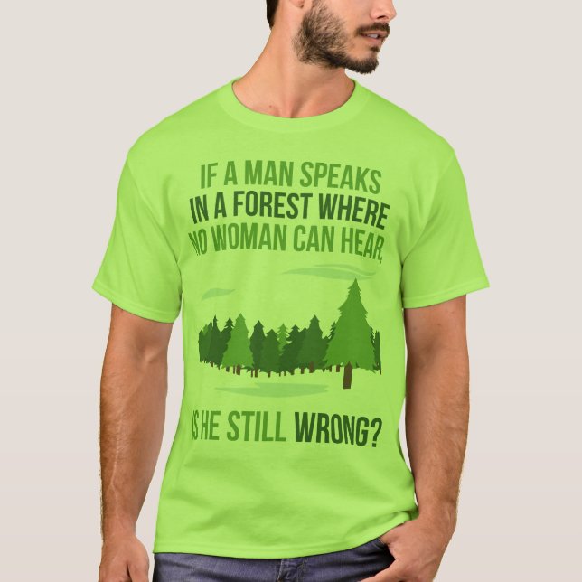 Funny Novelty Shirt - If A Man In A Forest Speaks (Front)