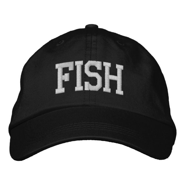 Funny Novelty Sporting Goods Golf Accessories FISH Embroidered Hat (Front)