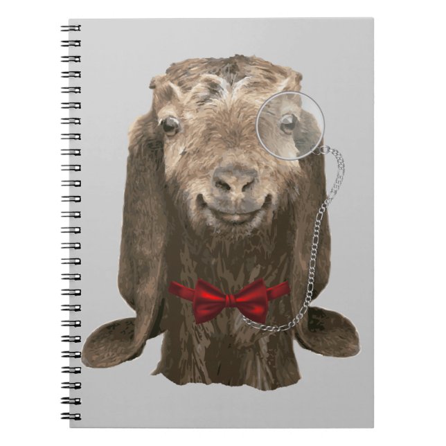 Funny Nubian Goat With Monocle Spiral Notebook (Front)