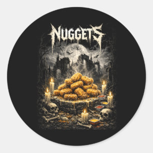 Funny Nuggets Rock Music Style Chicken Nugget Love Classic Round Sticker