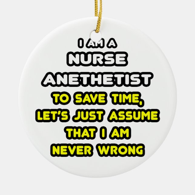 Funny Nurse Anaesthetist T-Shirts and Gifts Ceramic Tree Decoration (Front)