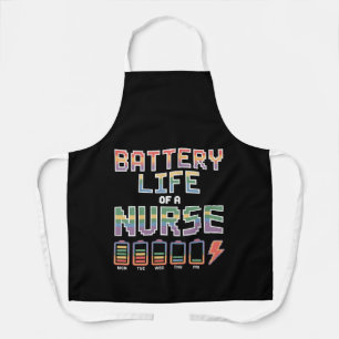 Funny Nurse Battery Life Quote Colourful Medical Apron