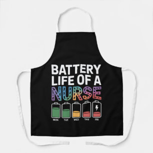 Funny Nurse Battery Life Quote Colourful Medical Apron