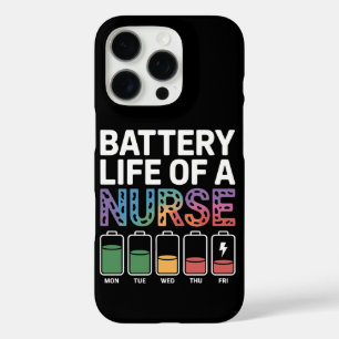 Funny Nurse Battery Life Quote Colourful Medical iPhone 16 Pro Case