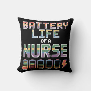 Funny Nurse Battery Life Quote Colourful Medical Cushion