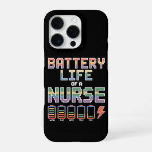 Funny Nurse Battery Life Quote Colourful Medical iPhone 16 Pro Case