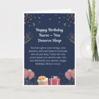 Funny Nurse Birthday Card — You Deserve Sleep