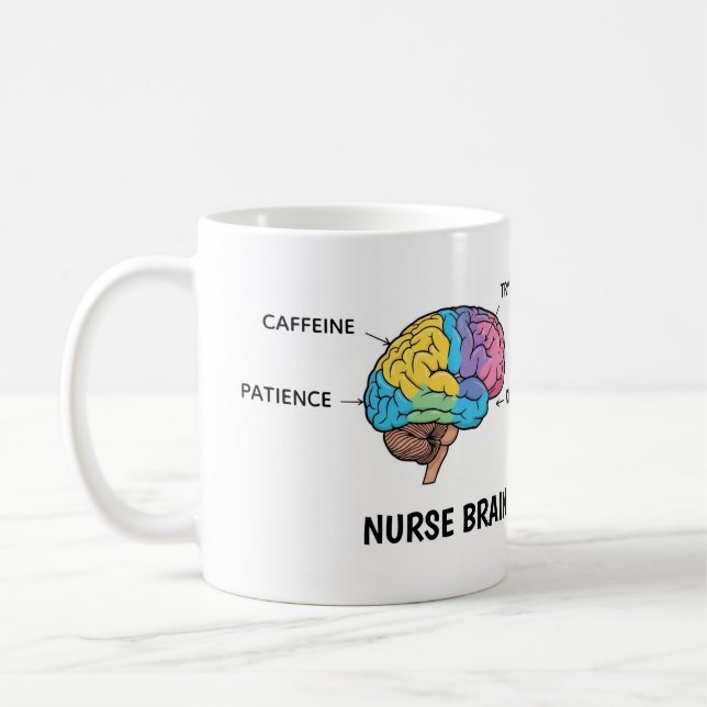 Funny Nurse Brain Anatomy Sarcastic Mug (Left)