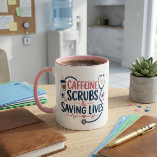 Funny Nurse Caffeine Scrubs Saving Lives Healthcar Mug