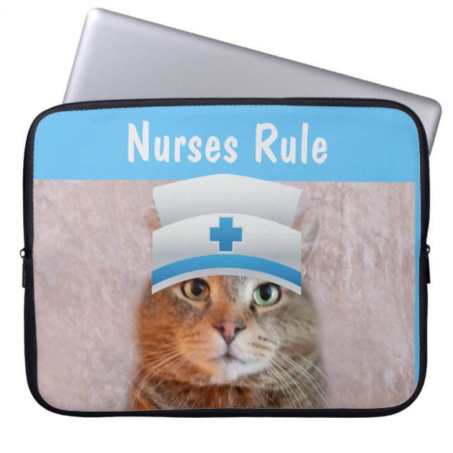 Funny Nurse Cat Laptop Sleeve (Front)