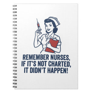 Funny Nurse Charting Quote Vintage Retro Nursing Notebook