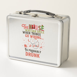 Funny Nurse Christmas Pun Quote Hilarious   Metal Lunch Box