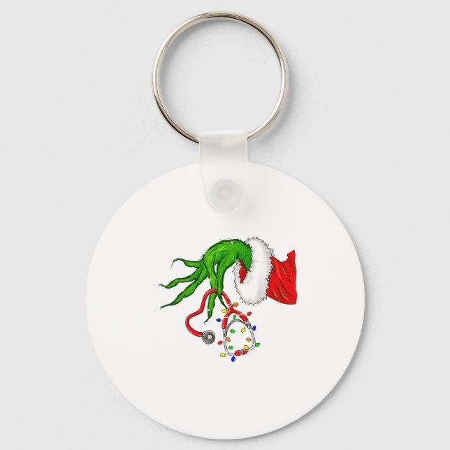 Funny Nurse Christmas Stethoscope Nurses Xmas Ligh Key Ring (Front)