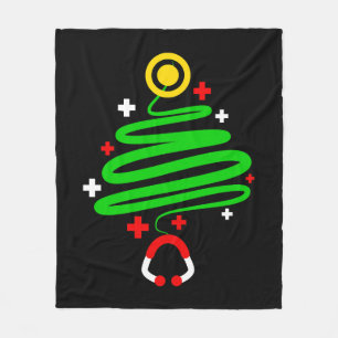 Funny Nurse Christmas Tree Stethoscope Gift Shirt Fleece Blanket
