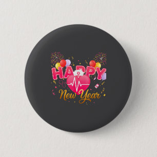 Funny Nurse Crew Heartbeat New Years Eve Party 202 6 Cm Round Badge