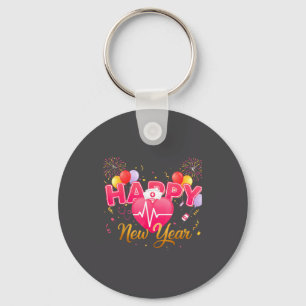 Funny Nurse Crew Heartbeat New Years Eve Party 202 Key Ring