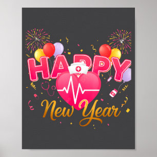 Funny Nurse Crew Heartbeat New Years Eve Party 202 Poster