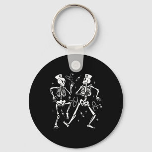 Funny Nurse Dancing Skeleton Halloween Skeleton Co Key Ring