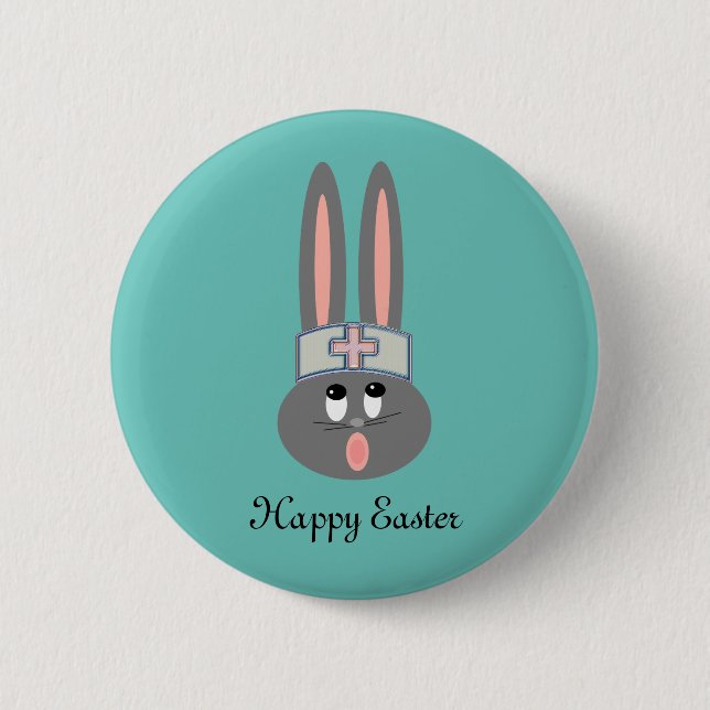Funny Nurse Easter Bunny Button (Front)