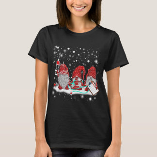 Funny Nurse Gnomes Santa Christmas Light Nursing L T-Shirt