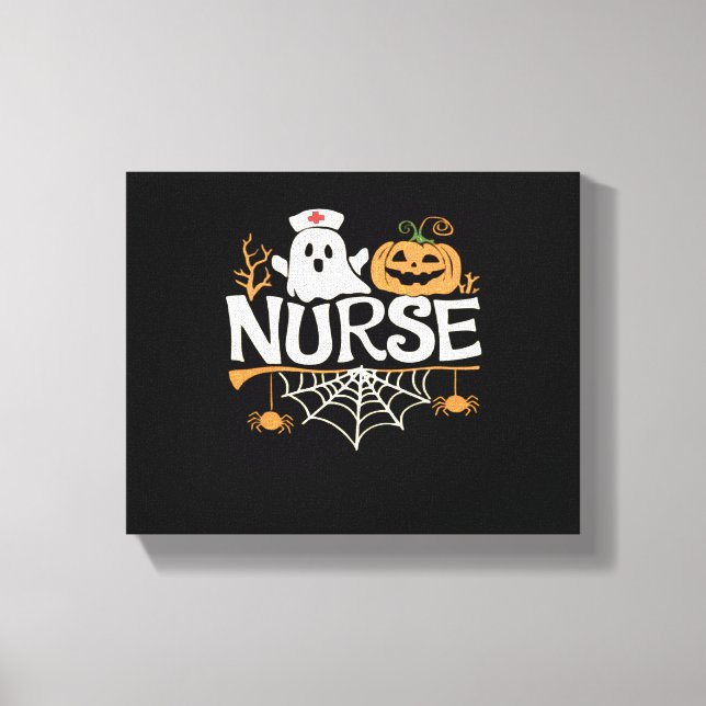 Funny Nurse Halloween Ghost Design Essential T-Shi Canvas Print (Front)