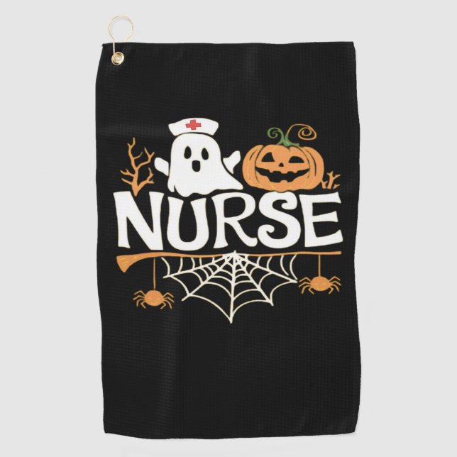 Funny Nurse Halloween Ghost Design Essential T-Shi Golf Towel (Front)