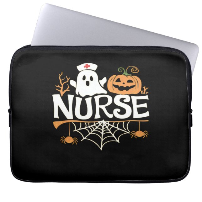 Funny Nurse Halloween Ghost Design Essential T-Shi Laptop Sleeve (Front)