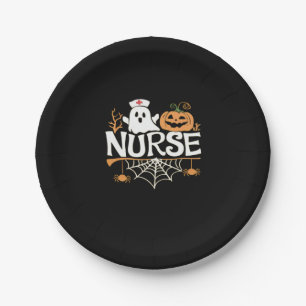Funny Nurse Halloween Ghost Design Essential T-Shi Paper Plate