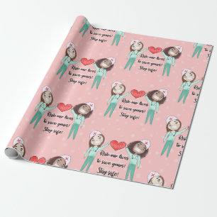 Funny Nurse Heart Gift Wrapping Paper