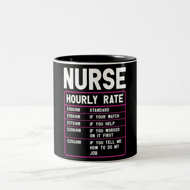 Funny Nurse Hourly Rate  Two-Tone Coffee Mug (Center)