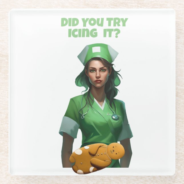 Funny Nurse Icing It Thunder_Cove Glass Coaster (Front)