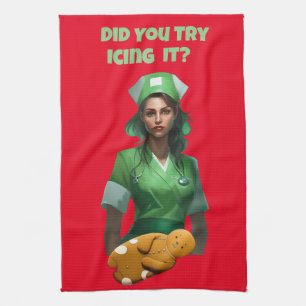 Funny Nurse Icing It Thunder_Cove Tea Towel