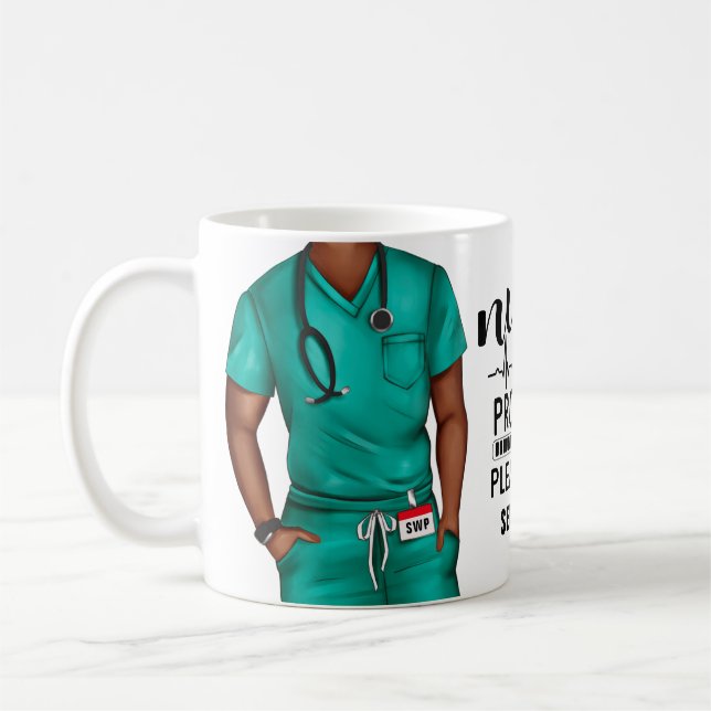 Funny Nurse in Progress Personalised Coffee Mug (Left)