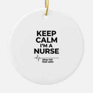 Funny Nurse Keep Calm Vintage Engraving Shirt Desi Ceramic Tree Decoration