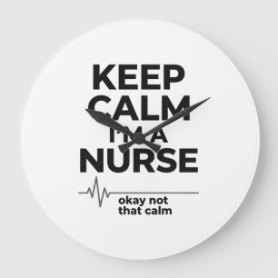 Funny Nurse Keep Calm Vintage Engraving Shirt Desi Large Clock