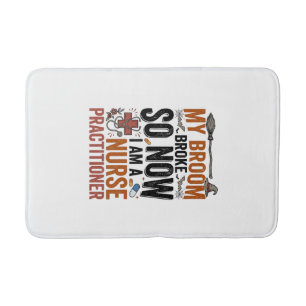 Funny Nurse Practitioner Witch Halloween Design_1 Bath Mat